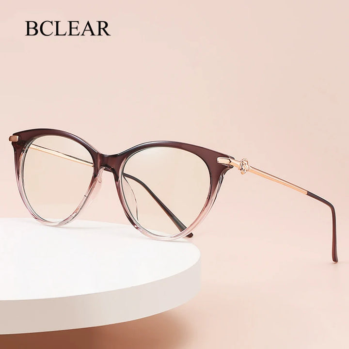 Bclear Women's Full Rim Cat Eye Acetate Alloy Eyeglasses Wd810 Full Rim Bclear   