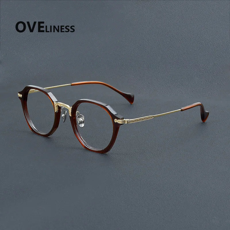 Oveliness Unisex Full Rim Oval Acetate Titanium Eyeglasses 926009