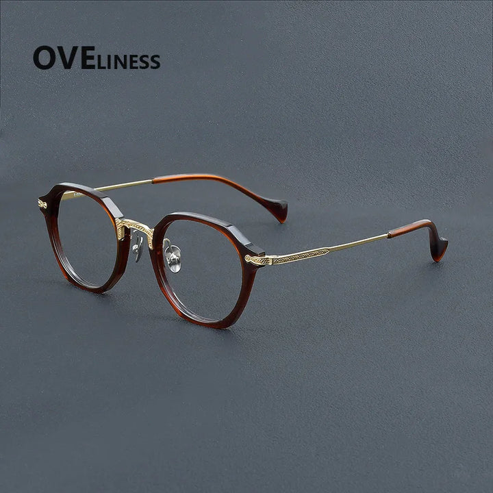 Oveliness Unisex Full Rim Oval Acetate Titanium Eyeglasses 926009