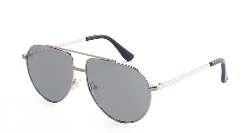 Esnbie Women's Full Rim Oval Double Bridge Alloy Tac Sunglasses 241051