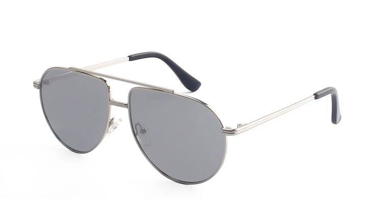 Esnbie Women's Full Rim Oval Double Bridge Alloy Tac Sunglasses 241051