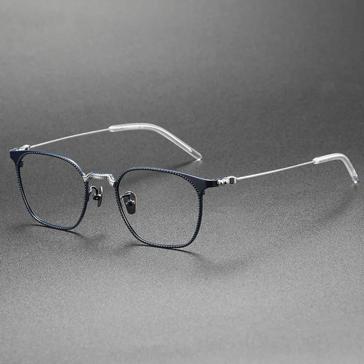 Aimee Unisex Full Rim Square Titanium Eyeglasses 13162 Full Rim Aimee Blue-Silver  