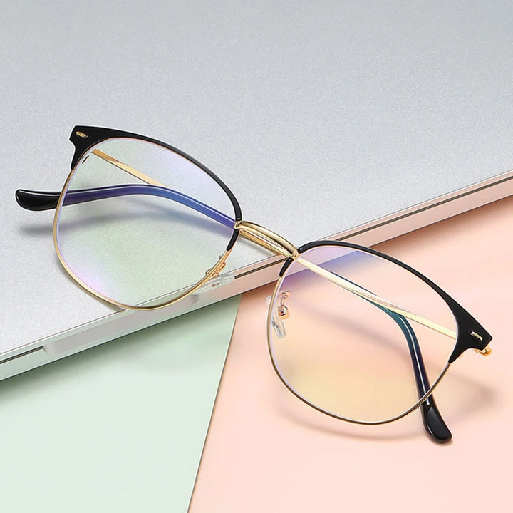 Handoer Women's Full Rim Oval Square Tr 90 Alloy Eyeglasses 55524