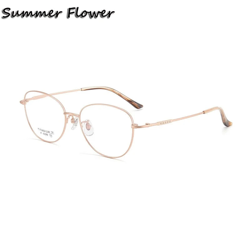 Summer Flower Unisex Full Rim Oval Square Titanium Eyeglasses 616289