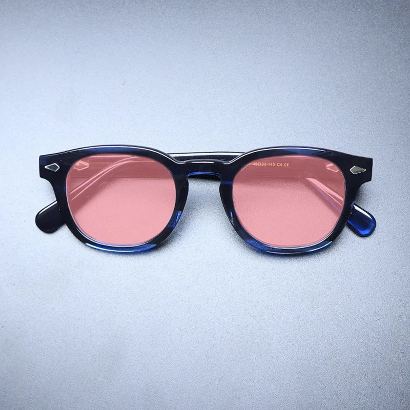 Gatenac Unisex Full Rim Square Polarized Acetate Sunglasses Mo14 Sunglasses Gatenac Blue Pink  