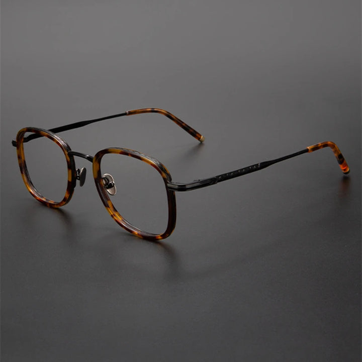 Black Mask Unisex Full Rim Square Titanium Acetate Eyeglasses 5022145 Full Rim Black Mask Tortoise-Black  