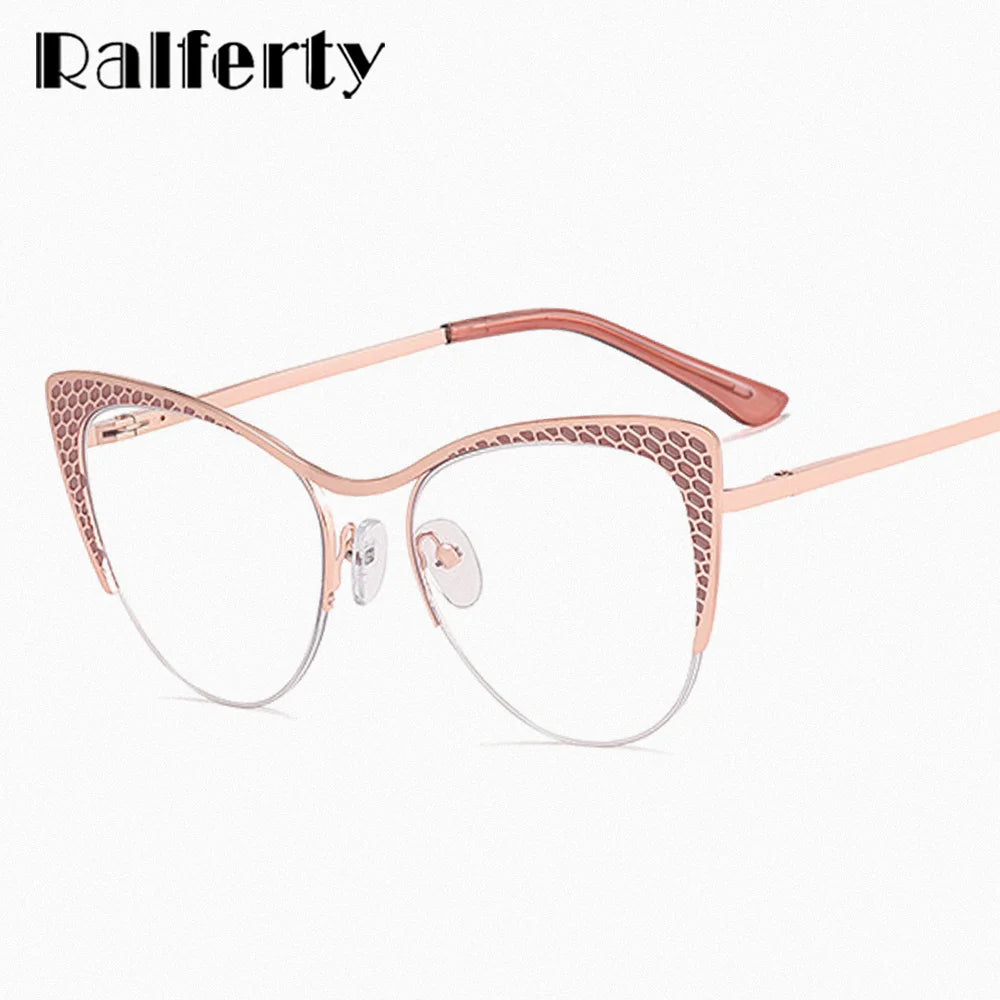 Ralferty Women's Full Rim Square Cat Eye Alloy Eyeglasses R811102 Full Rim Ralferty   