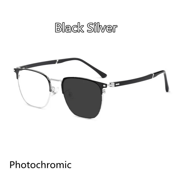 Kocolior Unisex Full Rim Square Titanium Alloy Hyperopic Reading Glasses 6120 Reading Glasses Kocolior Photochromic Silver China 0