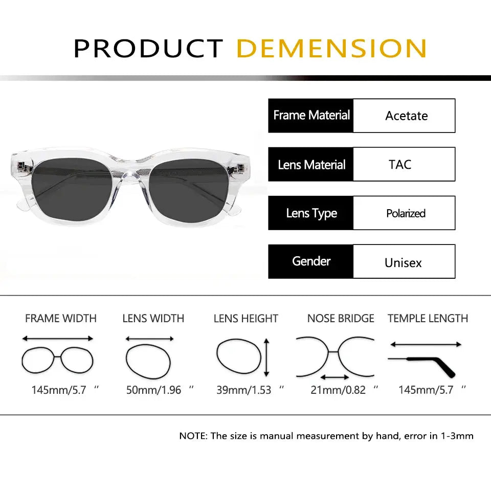 Esnbie 230401 Unisex Full Rim Oval Square Thick Acetate Sunglasses Esnbie