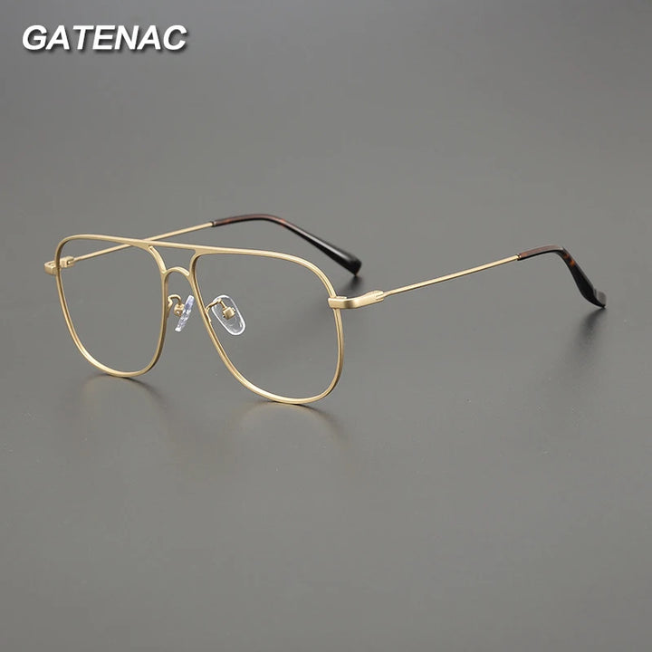 Gatenac Unisex Full Rim Square Double Bridge Titanium Eyeglasses Gxyj1241 Full Rim Gatenac   