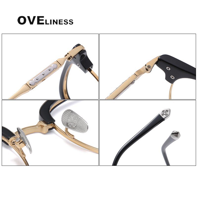 Oveliness Unisex Full Rim Square Acetate Titanium Eyeglasses 9701 Full Rim Oveliness   