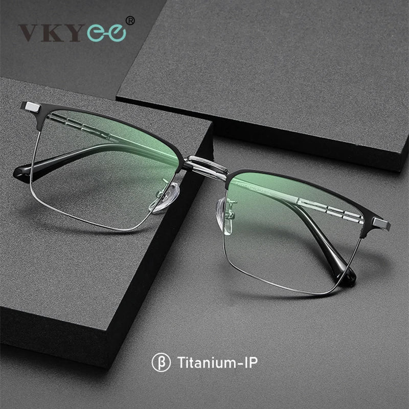 Vicky Unisex Semi Rim Big Square Titanium Acetate Reading Glasses 9027 Reading Glasses Vicky   