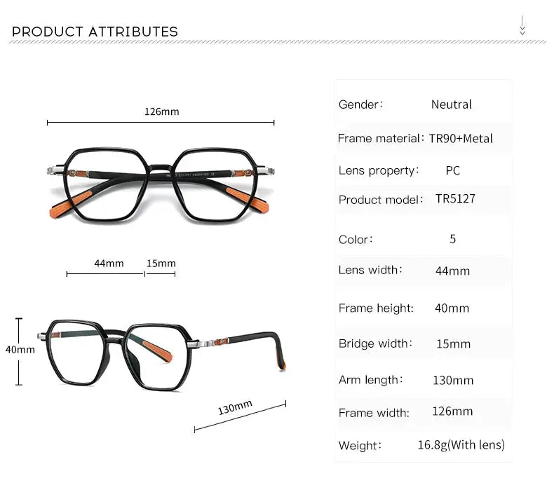 Vicky Youth Unisex Full Rim Polygonal Tr 90 Titanium Eyeglasses 5127 — view 6 | Vicky at FuzWeb
