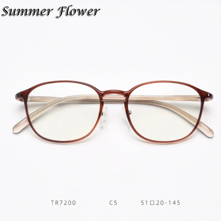 Summer Flower Women's Full Rim Oval Square Tr 90 Titanium Eyeglasses 87200