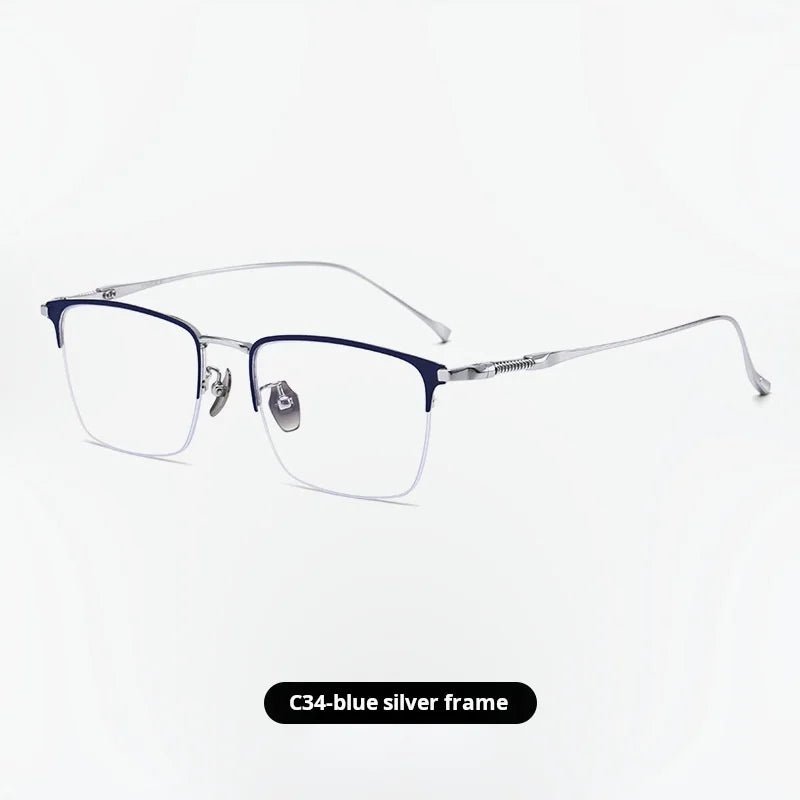 Momoja Unisex Semi Rim Big Brow Line Square Titanium Eyeglasses 729011