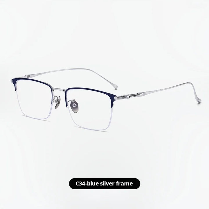 Momoja Unisex Semi Rim Big Brow Line Square Titanium Eyeglasses 729011