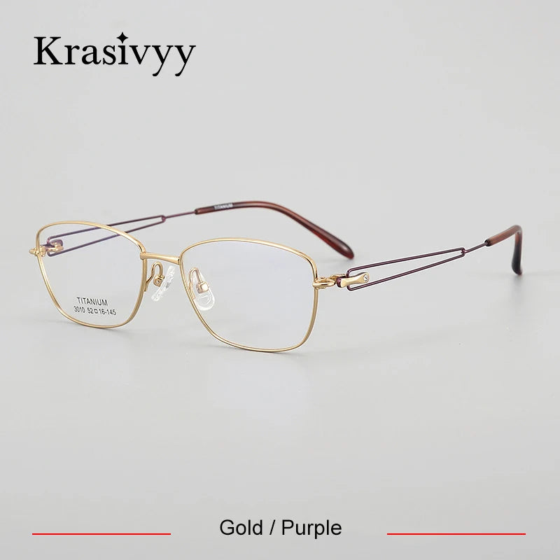 Krasivyy Women's Full Rim Oval Square Titanium Eyeglasses 443010 Full Rim Krasivyy Gold Purple  