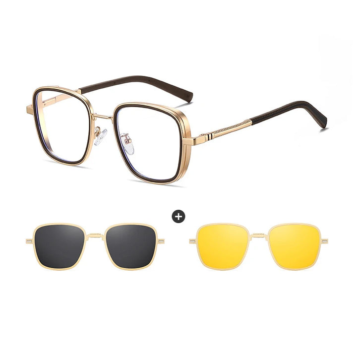 Vicky Women's Full Rim Square Eyeglasses Clip On Sunglasses 77031
