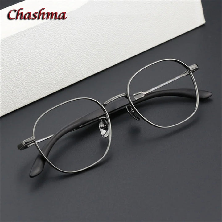 Chashma Ochki Women's Full Rim Square Titanium Wood Eyeglasses 23304