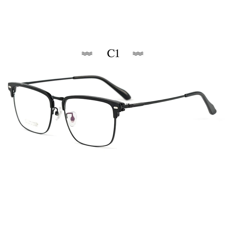 Hotochki Unisex Full Rim Square Titanium Acetate Eyeglasses 23202 Full Rim Hotochki C1  