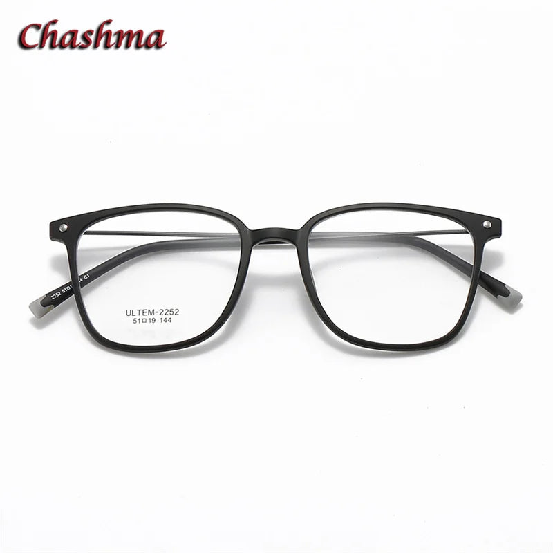 Chashma Ochki Unisex Youth's Full Rim Square Ultem Eyeglasses 2152 Full Rim Chashma Ochki Matte Black  