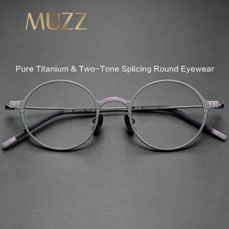 Muzz 10000 unisex round two-tone titanium prescription eyeglasses