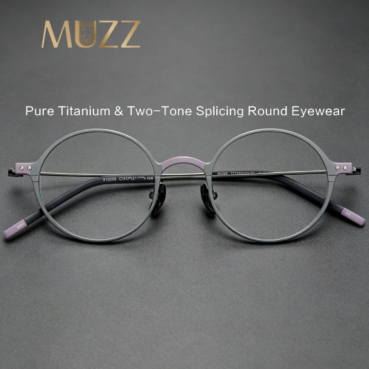 Muzz 10000 unisex round two-tone titanium prescription eyeglasses