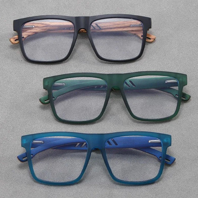 Hdcrafter Unisex Full Rim Square Wood Acetate Frames 100850 — view 1 | Hdcrafter Eyeglasses at FuzWeb