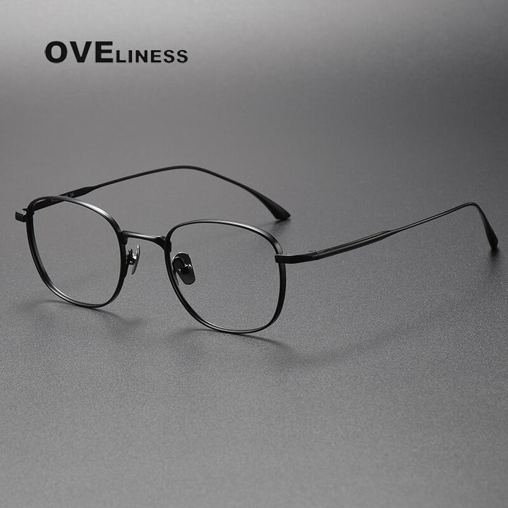 Oveliness Unisex Full Rim Square Titanium Eyeglasses 422145 Full Rim Oveliness black  