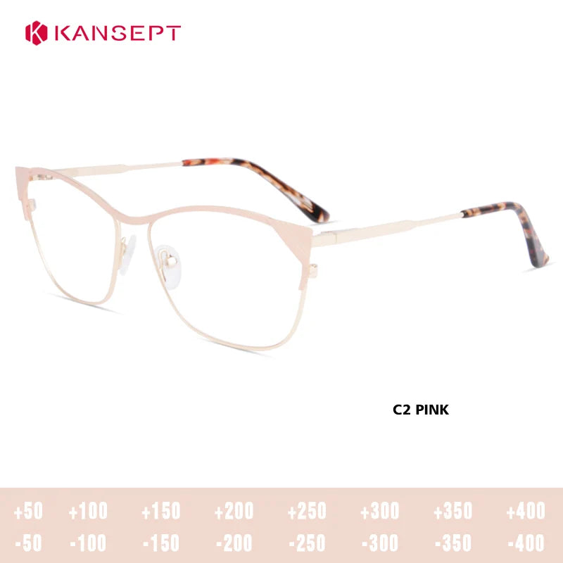 Kansept Women's Full Rim Oval Cat Eye Alloy Tr 90 Reading Glasses 53749