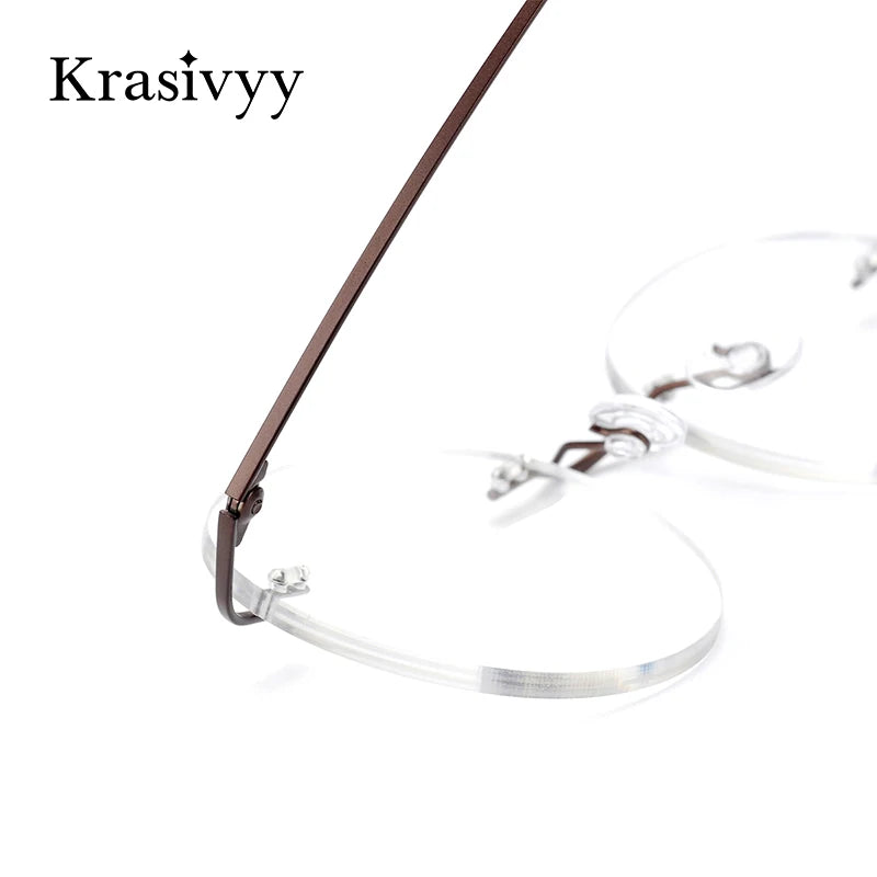 Krasivyy Unisex Rimless Round Pure Titanium Prescription Eyeglasses KR16012 - view 3
