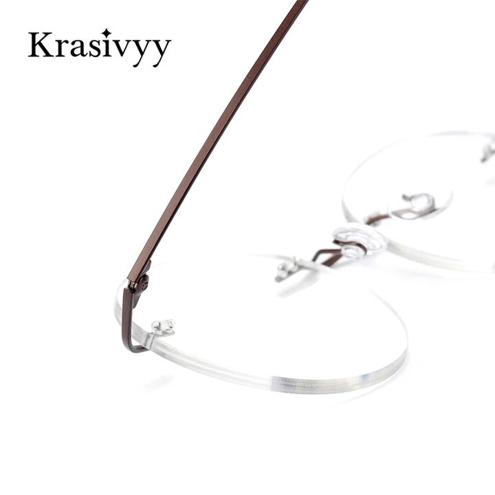 Krasivyy Unisex Rimless Round Pure Titanium Prescription Eyeglasses KR16012 - view 3