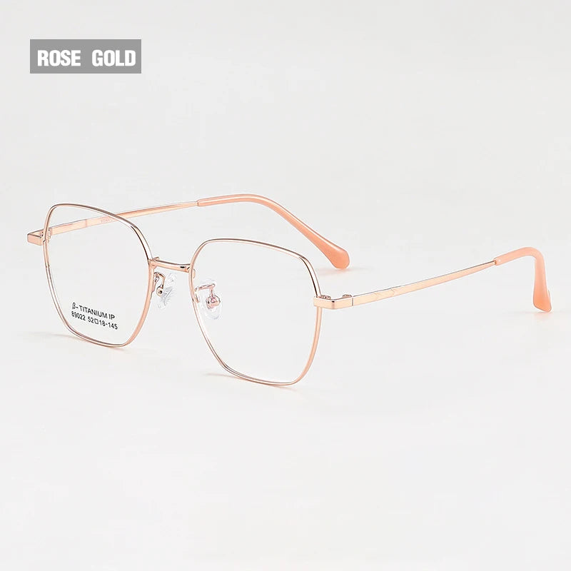 Vicky Unisex Semi Rim Polygon Titanium Alloy Reading Glasses V89022 Reading Glasses Vicky +150 89022-C3-ROSE GOLD 