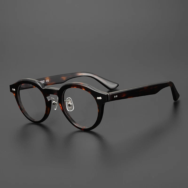 Black Mask Unisex Full Rim Round Acetate Eyeglasses Nn016 Full Rim Black Mask Tortoise  