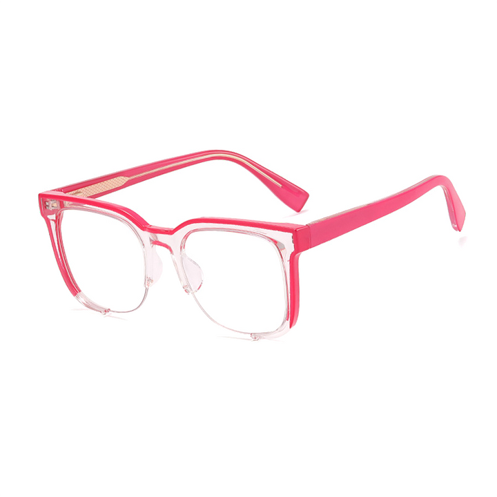Ralferty Women's Full Rim Square Acetate Eyeglasses F82088 Full Rim Ralferty C4 Rose Pink China 