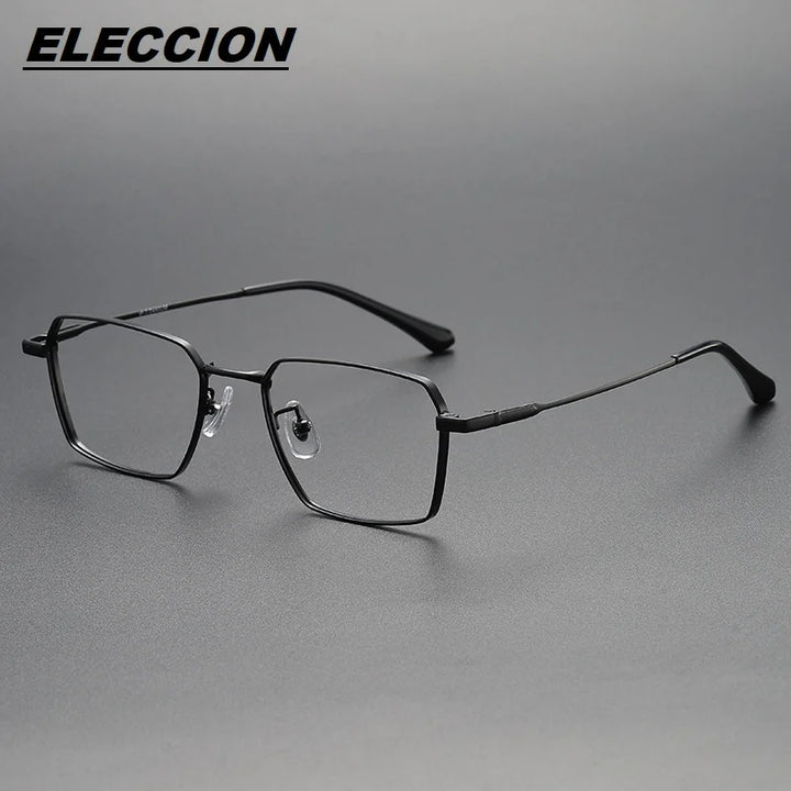 Eleccion Unisex Full Rim Polgon Square Titanium Eyeglasses 14820 Full Rim Eleccion Black CHINA