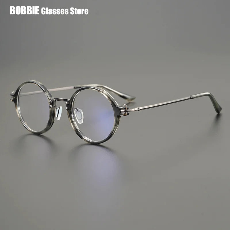 Bobbie Unisex Full Rim Square Round Acetate Titanium Eyeglasses 695866
