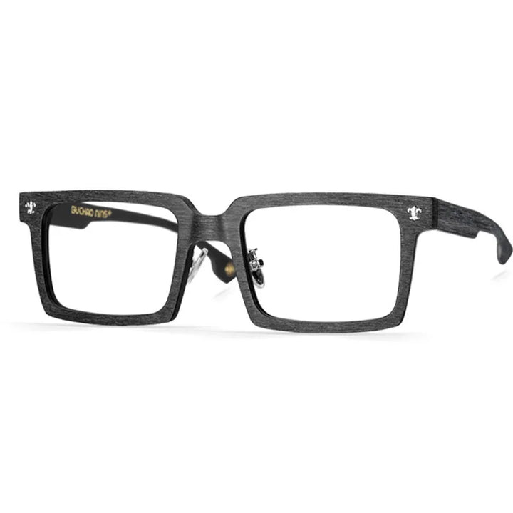 Hdcrafter Unisex Full Rim Big Square Wood Eyeglasses 10959 Full Rim Hdcrafter Eyeglasses   