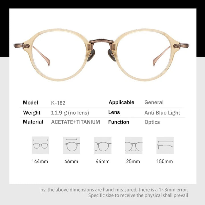 Vicky Unisex Full Rim Oval Acetate Titanium Reading Glasses 517182