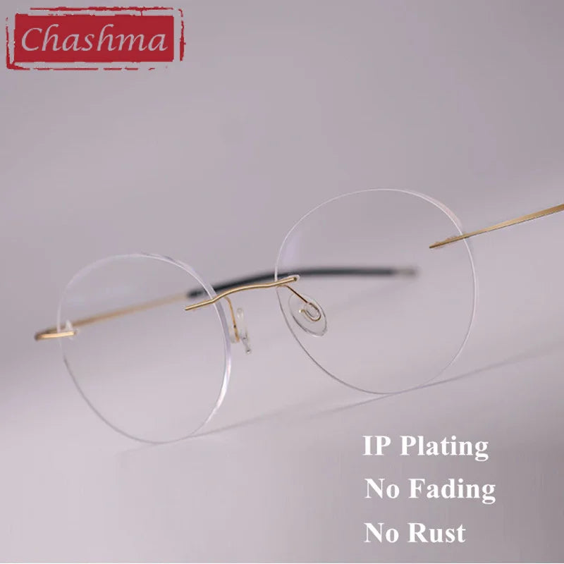Chashma Ottica Unisex Rimless Round  2g Titanium Eyeglasses 16016 Rimless Chashma Ottica   