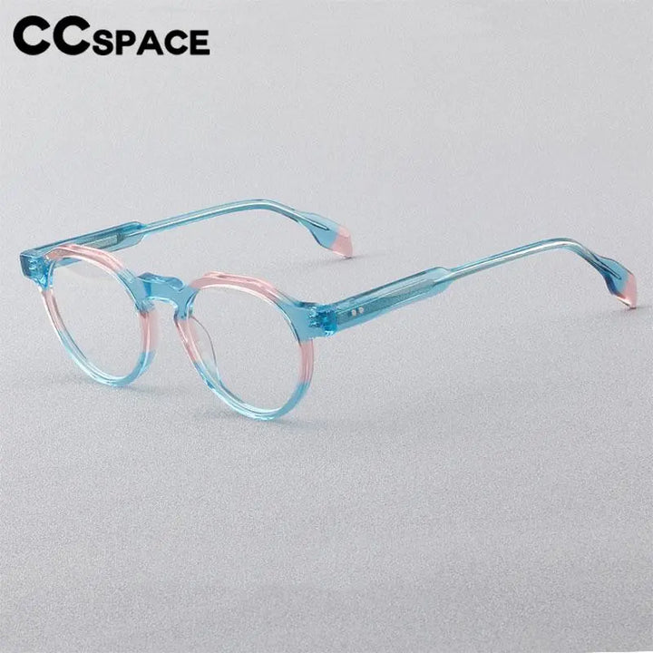 CCSpace Women's Full Rim Flat Top Round Acetate Eyeglasses 56910 Full Rim CCspace   