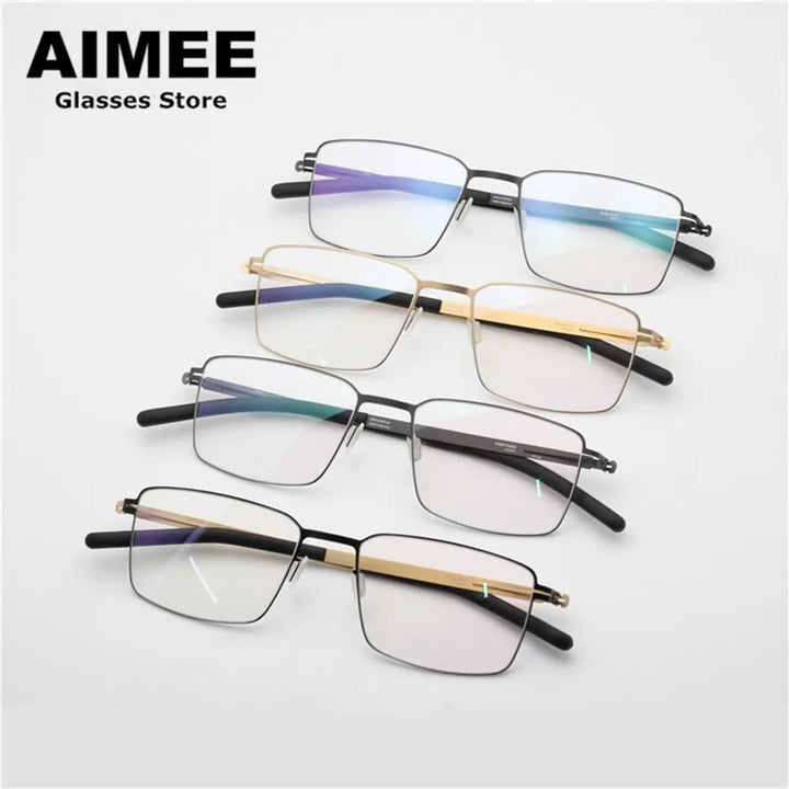 Aimee Unisex Full Rim Square Screwless Titanium Alloy Eyeglasses 13519 Full Rim Aimee   