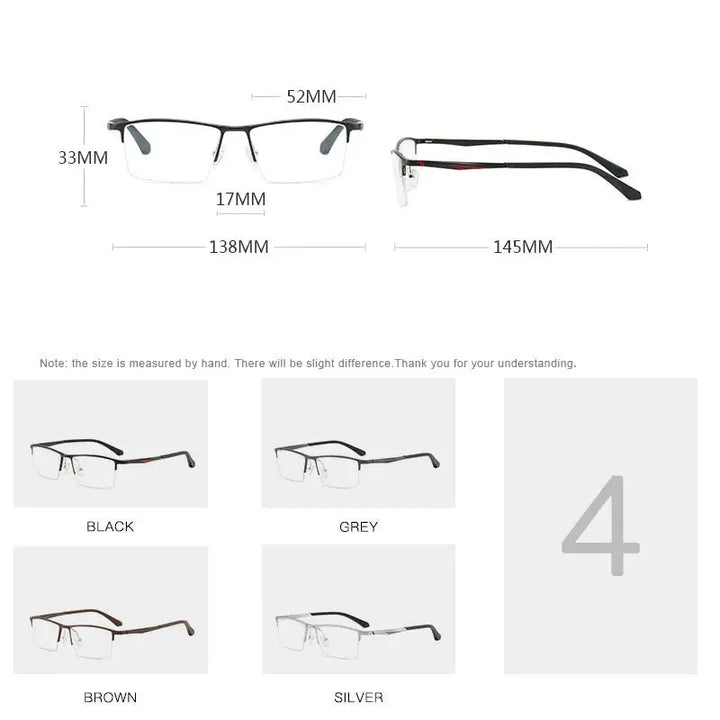 Hdcrafter Womens Semi Rim Rectangle Titanium Frames 900100 — view 2 | Hdcrafter Eyeglasses at FuzWeb