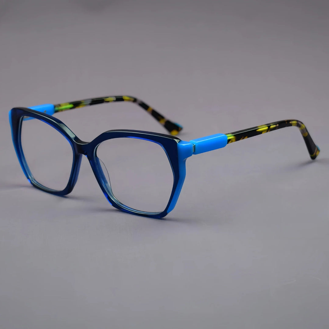 Hewei Women's Full Rim Polygon Cat Eye Acetate Eyeglasses 96103