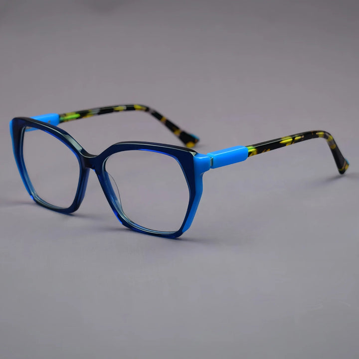 Hewei Women's Full Rim Polygon Cat Eye Acetate Eyeglasses 96103