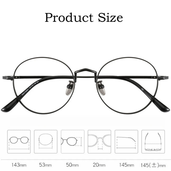 Yimaruili Unisex Full Rim Round Titanium Eyeglasses Y30001 Full Rim Yimaruili Eyeglasses   