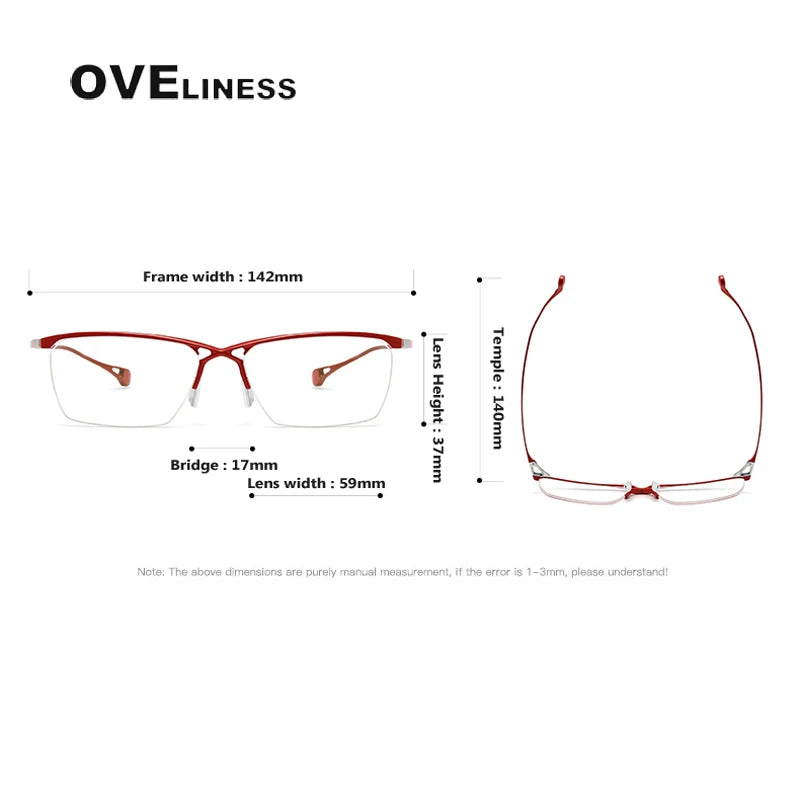 Oveliness Unisex Semi Rim Square Titanium Eyeglasses 9222 Semi Rim Oveliness   