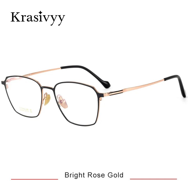 Krasivyy Men's Full Rim Polygon Titanium Eyeglasses Hm5006 Full Rim Krasivyy Bright Rose Gold CN 
