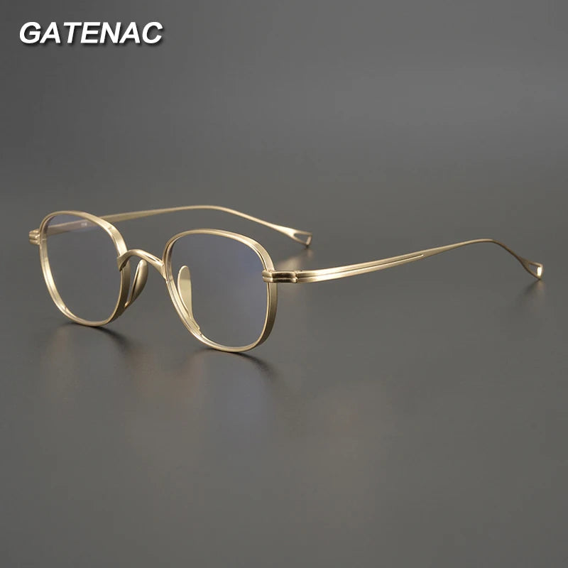 Gatenac Unisex Full Rim Small Square Titanium Eyeglasses Gxyj1448 Full Rim Gatenac   