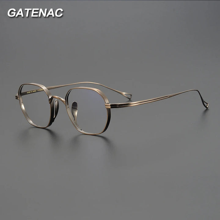 Gatenac Unisex Full Rim Small Sqare Titanium Eyeglasses Gxyj1450 Full Rim Gatenac   